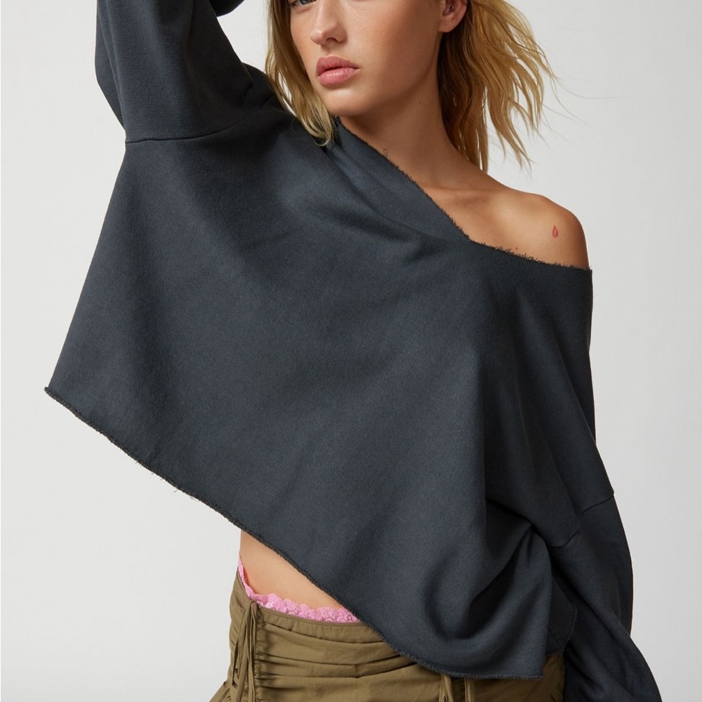 Urban Outfitters Dark Gray Off-the-Shoulder Sweater